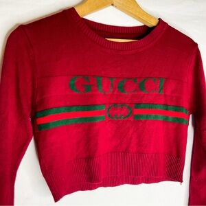 Gucci Red Logo Crop Sweater